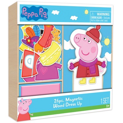 Peppa Pig: Magnetic Dress Up - 26pc Wooden Playset, 23 Magnets,3+