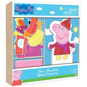 Peppa Pig: Magnetic Dress Up - 26pc Wooden Playset, 23 Magnets,3+ - 1 of 4
