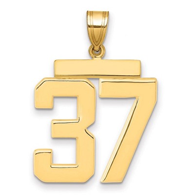 Black Bow Jewelry 14k Yellow Gold, Athletic Collection, Large Polished Number 37 Pendant