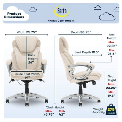 Ergonomic Cream Bonded Leather Executive Office Chair with AIR Lumbar Support