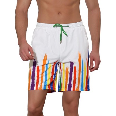 Lars Amadeus Men's Summer Lightweight Elastic Waist Colorful Printed Board Shorts