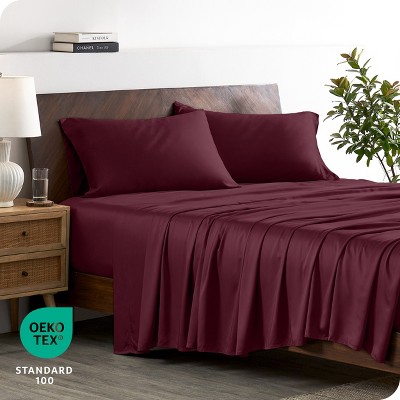 Twin XL Burgundy Bamboo Rayon Deep Pocket Sheet Set