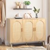 KTMBDW Modern Rattan Shoe Storage Cabinet with 3 Doors and Adjustable Shelves, Accent Cabinet for Living Room, Bedroom, Hallway, Nature - 3 of 4