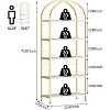 Jojoka Arched Bookshelf 5 Tier Tall Bookcase Modern Standing Bookshelves Metal Storage Rack Shelf - 2 of 4