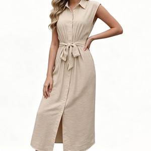 ladies sleeveless shirt dress SALE Cruel Girl Ladies' Chambray 75% Cotton Sleeveless Seamed Shirt Dress |