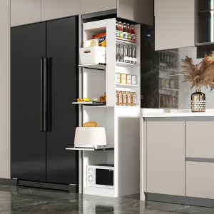 FUFU&GAGA Modern White Kitchen Cabinet: Pull - Out Shelves, Space - Saving for Small Kitchens - 1 of 4