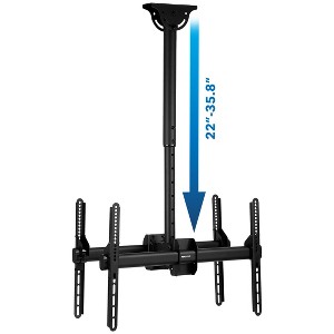Mount-It! Dual Screen TV Ceiling Mount for 32" to 77" TVs, Telescoping Adjustable Height Pole, Ceiling Bracket Fits Vaulted and Sloped Ceilings - 1 of 4