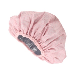 Unique Bargains Women Durable Stripes Shower Cap Pink 1 Pc - 1 of 3