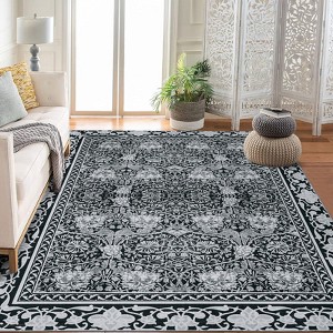 Acekool Area Rugs: Washable Non-Slip Boho Floral Carpet, Soft Low Pile Foldable Stain Resistant Rugs for Living Room, Bedroom, Home, Dining Room - 1 of 4