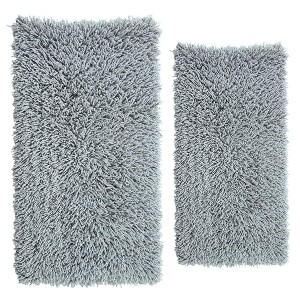 Knightsbridge Melbourne 220 GSF Non Skid Back Bath Rug Set - 2- Piece - 17x24 and 21x34", Silver - 1 of 1