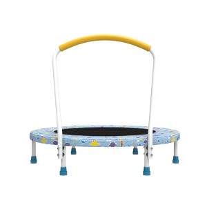 Whisen 36.2” Mini Toddler Trampoline with 6 Legs and Foam-covered Handle for Kids, Unique Print Design - 1 of 4