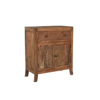 Heaton 2 Door and 1 Drawer Cabinet Antiqued Brown - Powell Company