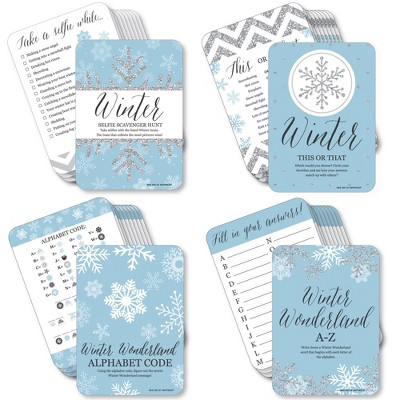 Big Dot of Happiness Winter Wonderland - 4 Snowflake Holiday Party and Winter Wedding Games - 10 Cards Each - Gamerific Bundle