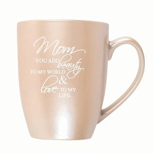 Elanze Designs Mom You Add Beauty To My World & Love To My Life 10 ounce New Bone China Coffee Tea Cup Mug, Precious Pearl - 1 of 4
