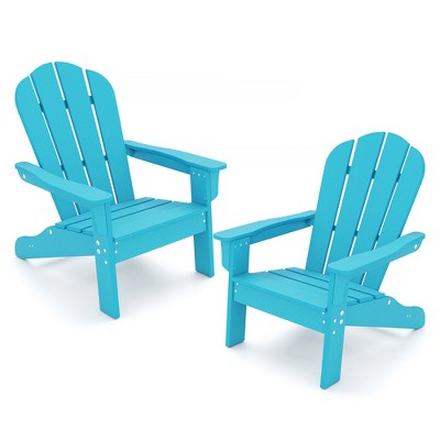 Tangkula 2PCS Kid's Adirondack Chair All-Weather HDPE Toddler Lawn Chair w/ Ergonomic Design