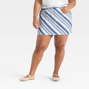Women's Striped Denim Mini Skirt - Universal Thread™ Navy - 1 of 3