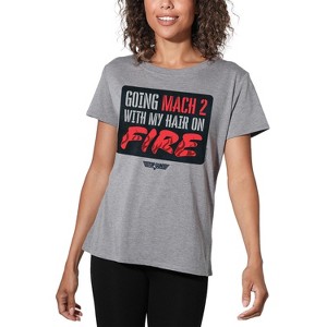 Women's Top Gun Mach 2 Hair On Fire Loose T-Shirt Athletic Heather - 1 of 4