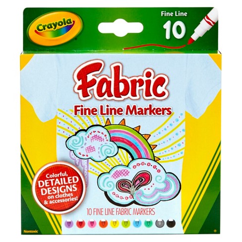 Crayola Fabric Markers, Fine Line, Assorted Colors, Set Of 10 : Target