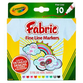Crayola Fabric Markers, Fine Line, Assorted Colors, Set of 10