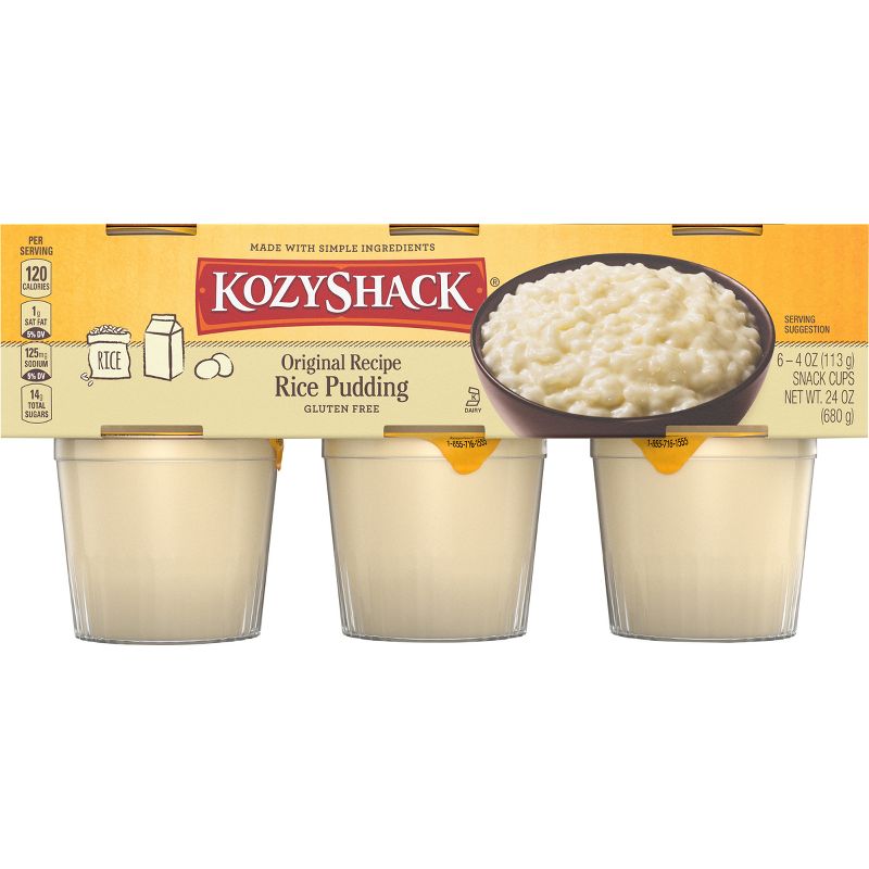 Kozy Shack Original Recipe Rice Pudding - 6ct/4oz Cups, 1 of 4