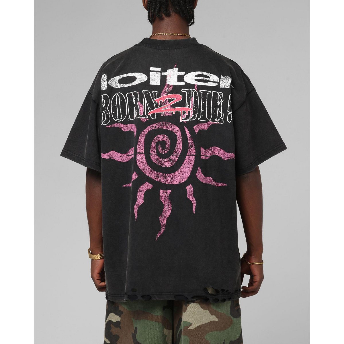 Мужские футболки LOITER Mens Silicone Premium Vintage T-Shirt - Washed Black S — фото 2