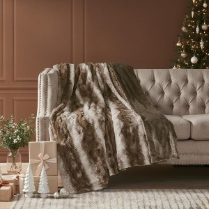 FONTOI 50"x60" Soft Faux Fur Blanket Plush Reversible Throw for Home Luxuriously Soft All Seasons Fuzzy Cozy Blanket for Couch, Bed Gift - 1 of 4