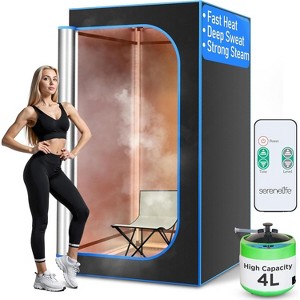 SereneLife Portable Steam Home Sauna - Personal Detox Spa with Chair & Steamer (SLISAU35BK) - Black - 1 of 4