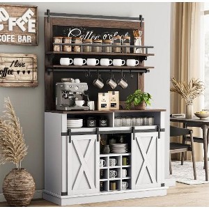 2025 New Farmhouse Coffee Bar Cabinet, 75" Tall Buffet Cabinet with Storage and Sliding Barn Door, for Dining Room,Home - 1 of 4