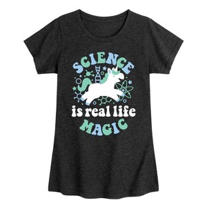 Girls' - Instant Message - Science Is Real Life Magic Fitted Short Sleeve Graphic T-Shirt - 1 of 4