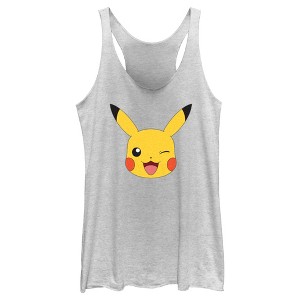 Women's Pokemon Pikachu Wink Face Racerback Tank Top - 1 of 4