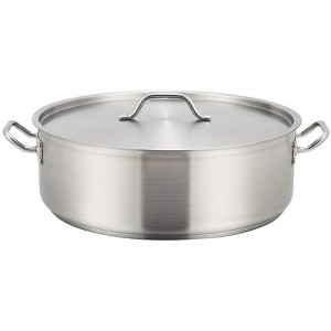 Winco SSLB-25, 25-Quart Stainless Steel Brazier Pan With Lid, Cooking Pan with Cover - 1 of 3