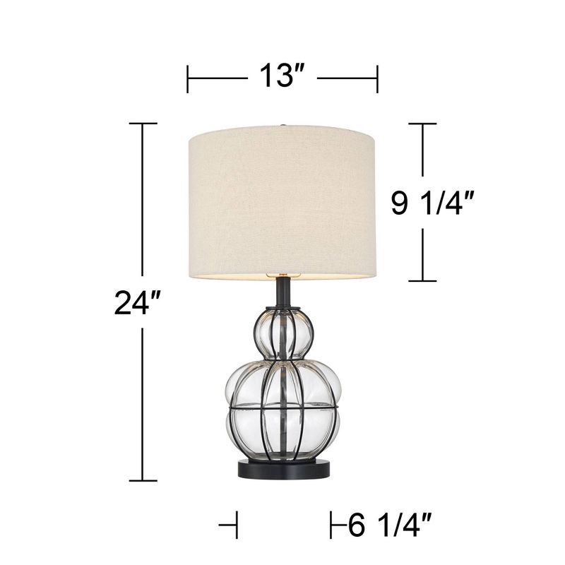 360 Lighting Eric Rustic Table Lamps Set of 2 24" High Dark Bronze Blown Glass Gourd Burlap Fabric Drum Shade for Bedroom Living Room Bedside Office, 4 of 10