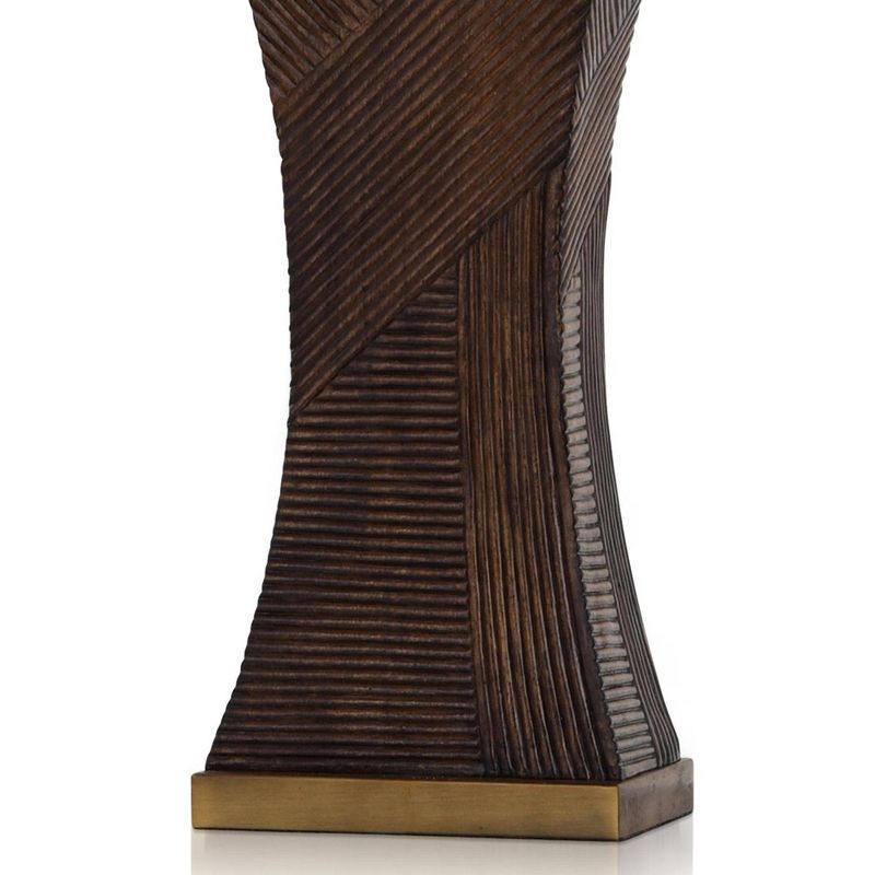 Asher Linear Embossed Resin Table Lamp Dark Brown - StyleCraft, 4 of 5