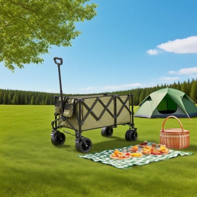 Lightweight Heavy Duty Folding Beach Wagon, Portable Utility Cart with Wheels for Camping, Grocery, Garden - ModernLuxe