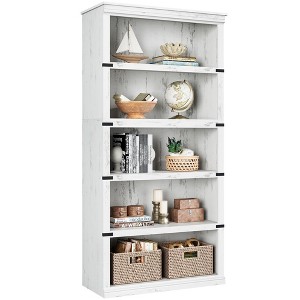 Whizmax 5 Tier Bookcase, Farmhouse Book Shelf with Storage, 67.4 Inch Tall Open Display Bookshelves, Wooden 5 Shelf Bookcase for Living Room, Bedroom - 1 of 4