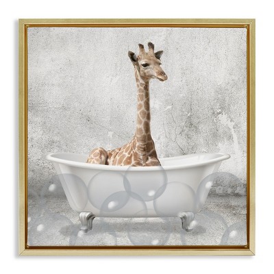 Stupell Industries Baby Giraffe Bath Time, 18" x 18"