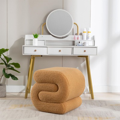 Ottoman Stool Footrest Modern S-Shape Makeup Stool, Upholstered Extra Seating For Living Room,Bedroom,Entryway-Maison Boucle