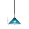 Toltec Lighting Paramount 1 - Light Pendant in  Matte Black/Brass with 12" Teal Crystal Shade - 2 of 2