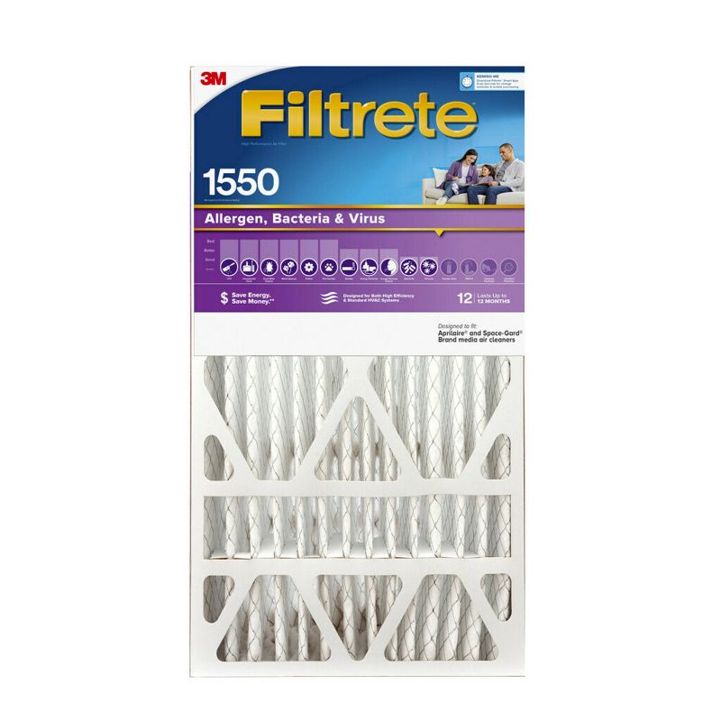 Filtrete Allergen Bacteria and Virus Deep Pleat Air Filter 1550 MPR, 1 of 14