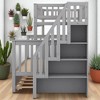 Twin Over Full Bunk Bed with Trundle and Storage Staircase, Solid Wood Frame, White Finish, No Box Spring Needed - 3 of 4