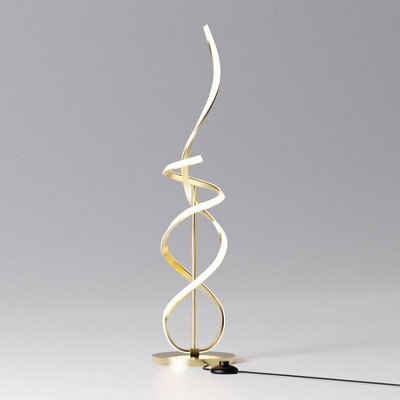 Infibrite 59" 31W Golden Swirl Floor Lamp: Torchiere Style, ETL Listed, No Shade, Iron Body
