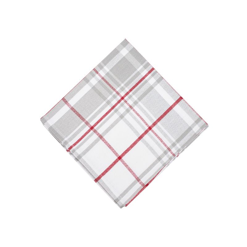 C&F Home Sentiment Red White and Gray Plaid Woven Napkin Set of 6, 1 of 4