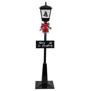 Northlight 70.75" Lighted Musical Snowing Santa and Friends Christmas Street Lamp - 1 of 4