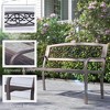 Resenkos Garden Bench, Patio Bench,50" Outdoor Bench, Metal Garden Bench with Floral Pattern Backrest, Porch Bench, Brown Brown, Black - 3 of 4