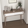 Particle Board & MDF Entryway Table with 2 White Sliding Doors, Console Table with Storage Space and Wood Legs - 4 of 4