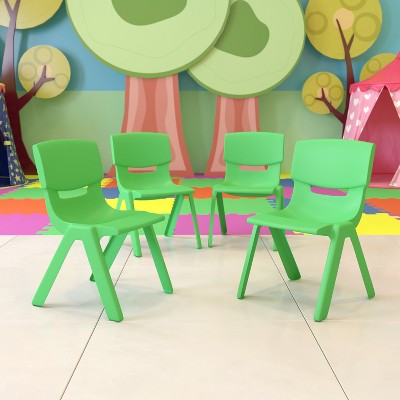 Set of 4 Green Stackable Plastic School Chairs