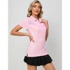 Womens Polo Shirts Short Sleeve Summer Printed Tops Lightweight Athletic Golf Tennis Shirts - 2 of 4