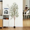 DR.Planzen 4-7ft Artificial Olive Tree Tall Faux Silk Plant Fake Potted Tree with Natural Wood Trunk and Lifelike Fruits for Home Office Decor Indoor - 2 of 4