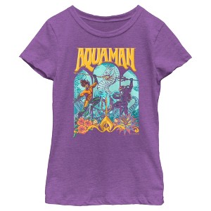 Girl's Aquaman and the Lost Kingdom Retro Window Poster T-Shirt - 1 of 4