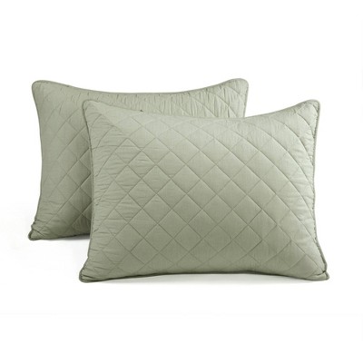 Ava Diamond Oversized Sage Cotton King Quilt Set